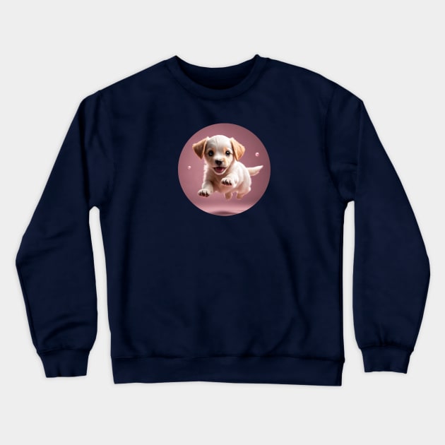 Cute Excited Golden Retriever Puppy Crewneck Sweatshirt by Cre8tiveSpirit